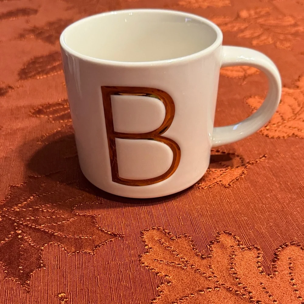 Williams Sonoma White Mug with Gold Letter B